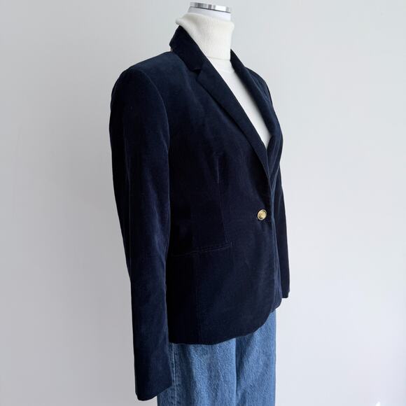 J Crew Campbell Blazer 12 Navy Corduroy Equestrian Preppy Old Money Heritage - Picture 3 of 15